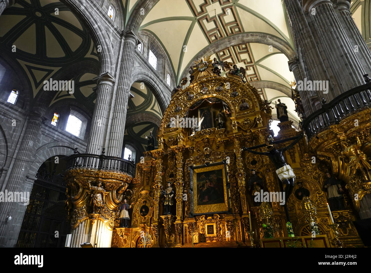 Cathédrale de l'assomption de Marie dans le Zocalo de Mexico City, Mexique Banque D'Images