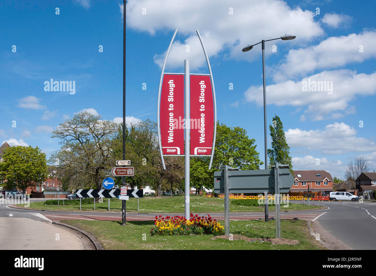 'Bienvenue à Slough' signe sur Bath Road (A4), Slough, Berkshire, Angleterre, Royaume-Uni Banque D'Images