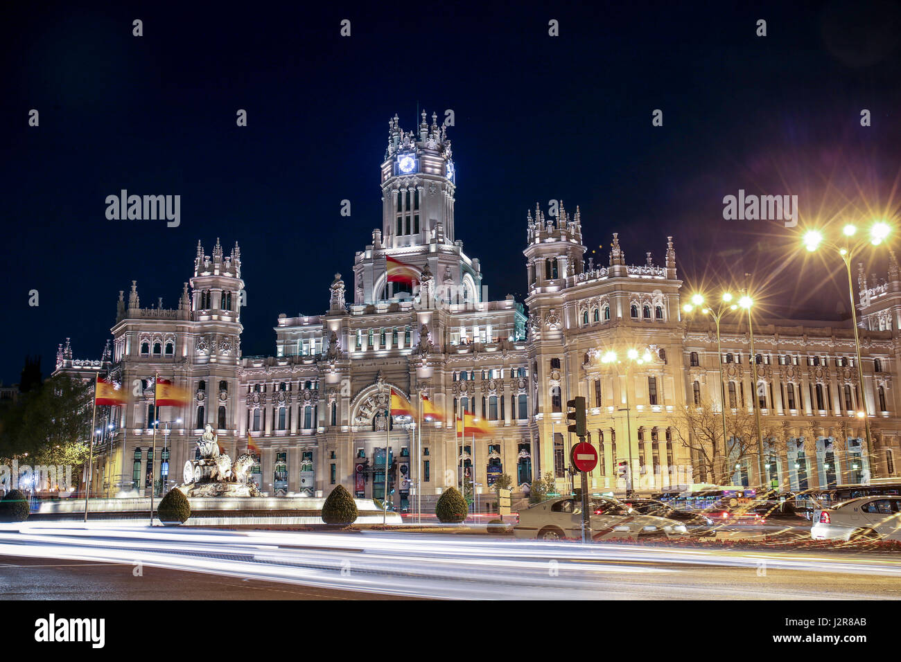 Vue de la nuit de l'hôtel de ville de Madrid (Espagne) Banque D'Images