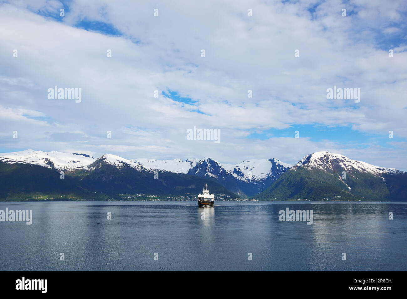 Ferry fjord en Norvège, Rogaland, ferry route de Vangsnes à Hella et Dragsvik Banque D'Images