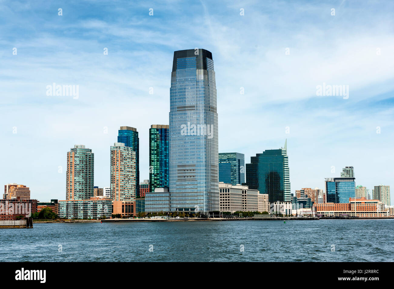 New Jersey Hoboken avec toits de gratte-ciel au-dessus de la rivière Hudson. Banque D'Images