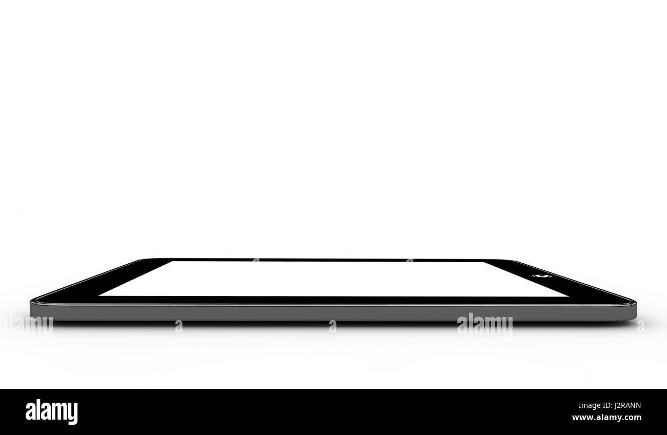 Une tablette latérale réaliste noir avec écran blanc Banque D'Images