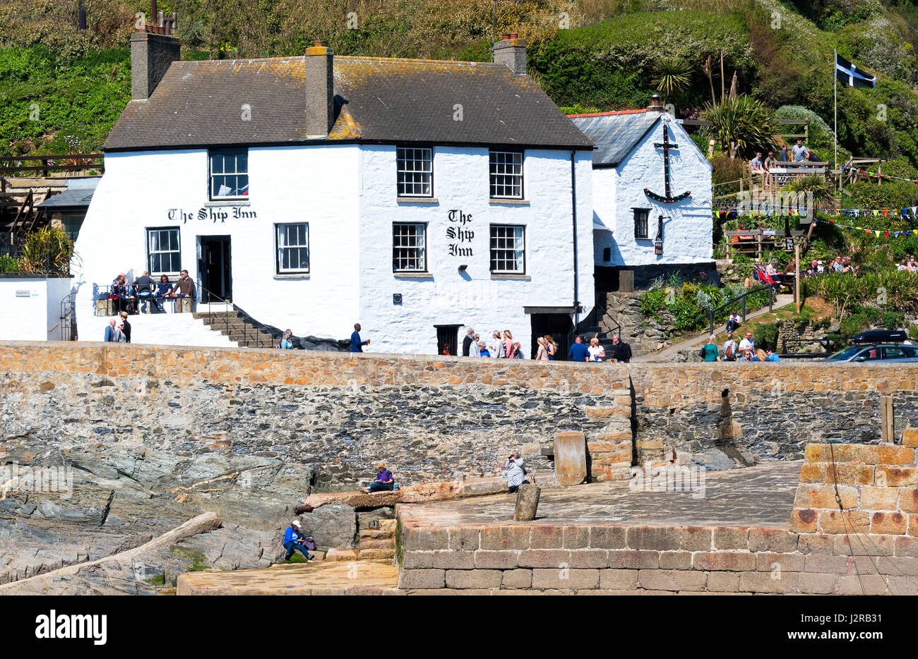 L'auberge de bateau à Porthleven à Cornwall, Angleterre, Grande-Bretagne, Royaume-Uni Banque D'Images
