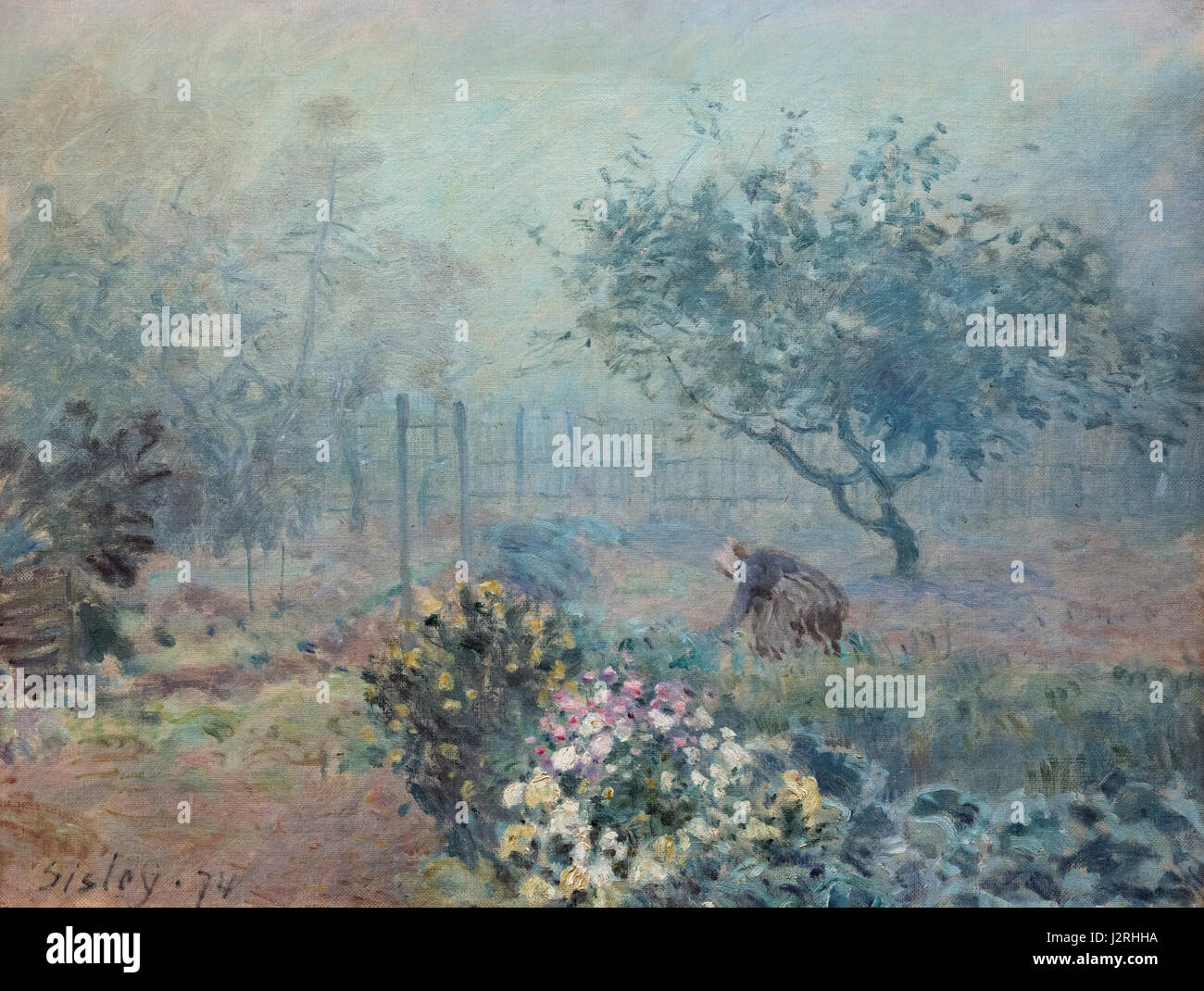 Alfred Sisley. La peinture intitulée "Le Brouillard, Voisins par Alfred Sisley (1839-1899), huile sur toile, 1874 Banque D'Images