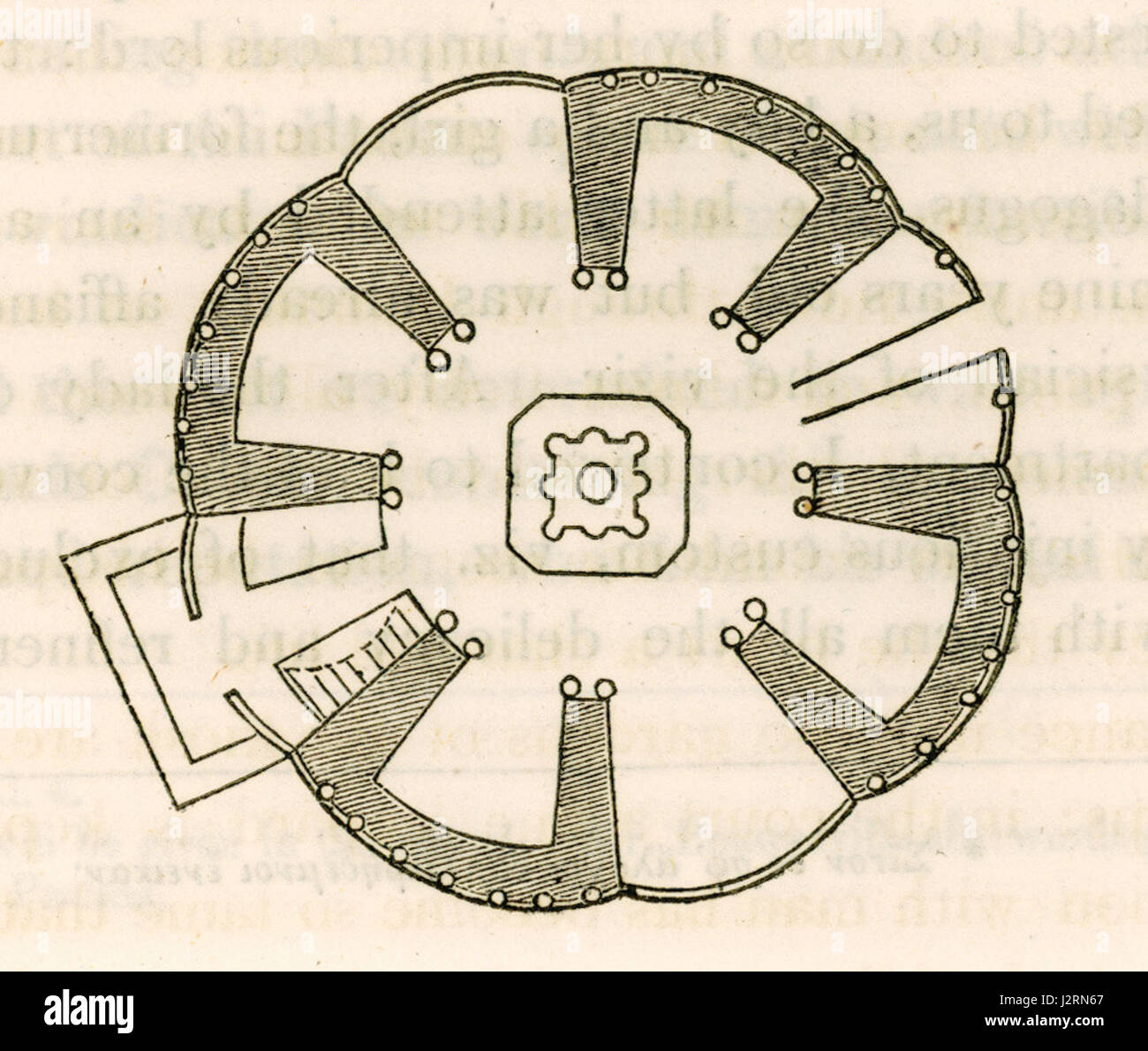 Curieux d'un jet d'eau à Ioannina Il se compose d'un petit château construit de marbre surmontées de cannon, et entouré de re - Hughes Thomas Smart - 1820 Banque D'Images