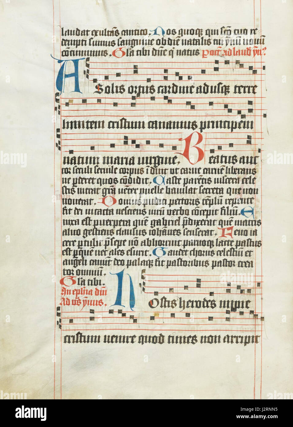 Il s'agit d'une page manuscrite de la collection E-codices, présentant probablement un texte médiéval ou moderne, avec une référence au concept de 'solis ortus cardine' (le lever du soleil). La page fait partie d'un manuscrit historique et est présentée en format basse résolution pour consultation en ligne. Banque D'Images