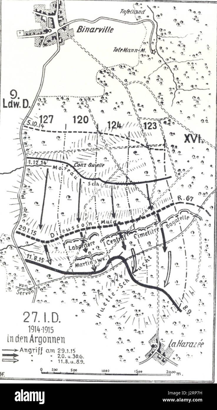 Carte page 42 : 27th Infantry Division Argonne 1915 Banque D'Images