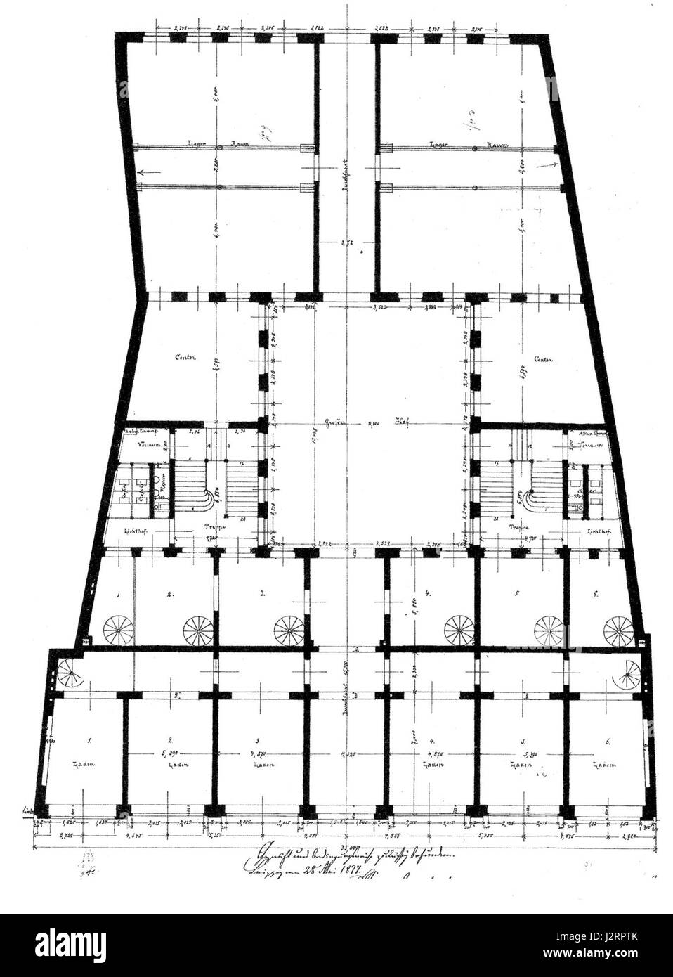 Fig. 16, Leipzig, Blue Armor, dessin de conception de 1877 (2) Plan d'étage Banque D'Images
