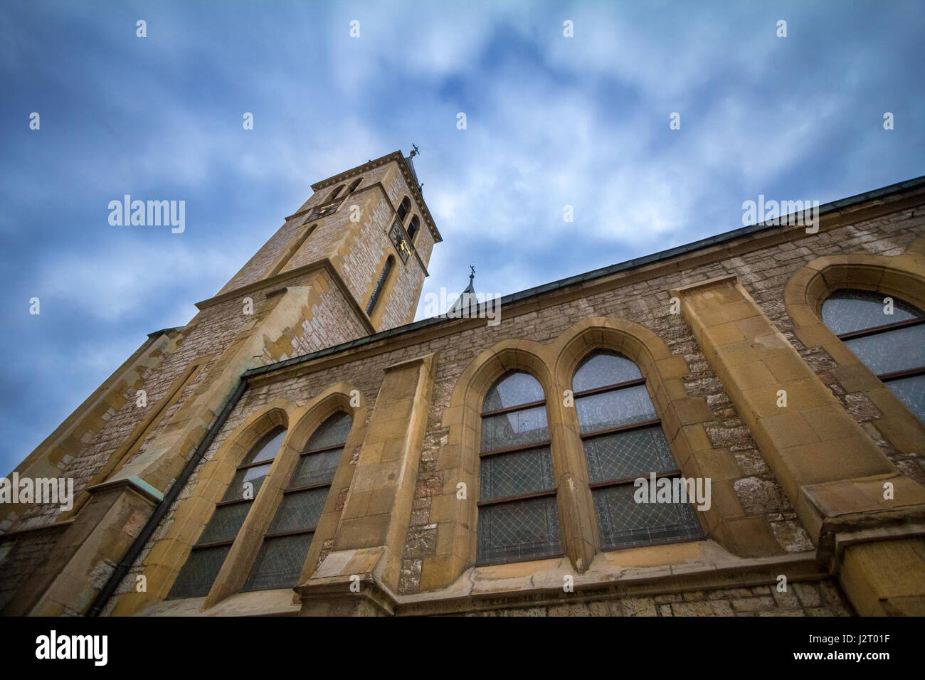 Cathédrale du Sacré-Cœur à Sarajevo, Bosnie-et-Herzégovine. Cette église est l'un des principal point de repère du catholicisme à la photo de la ca Banque D'Images