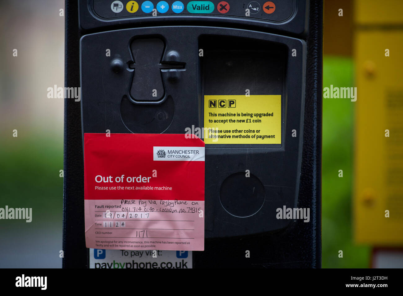 Le règlement de stationnement NCP pour Manchester Conseil pour stationnement hors rue. Banque D'Images
