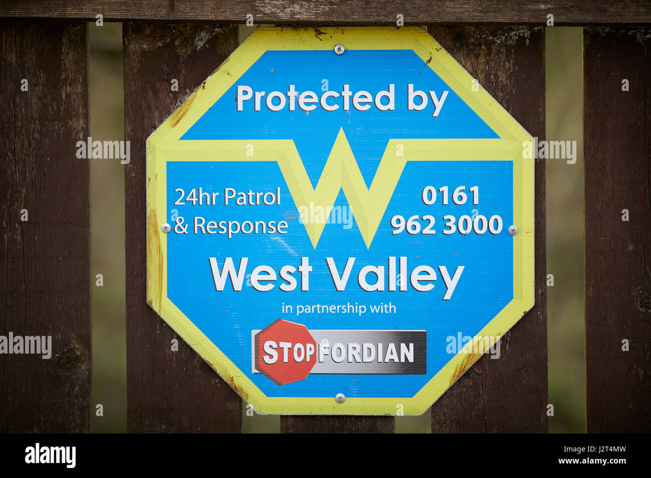 West Valley signe de sécurité en partenariat avec Stopfordian. Banque D'Images