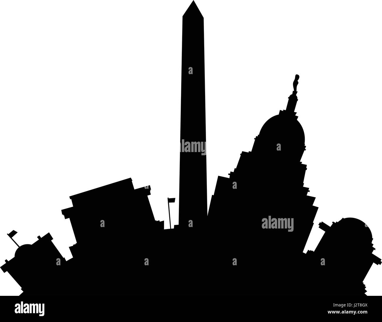 Cartoon skyline silhouette de la ville de Washington D.C., USA. Illustration de Vecteur