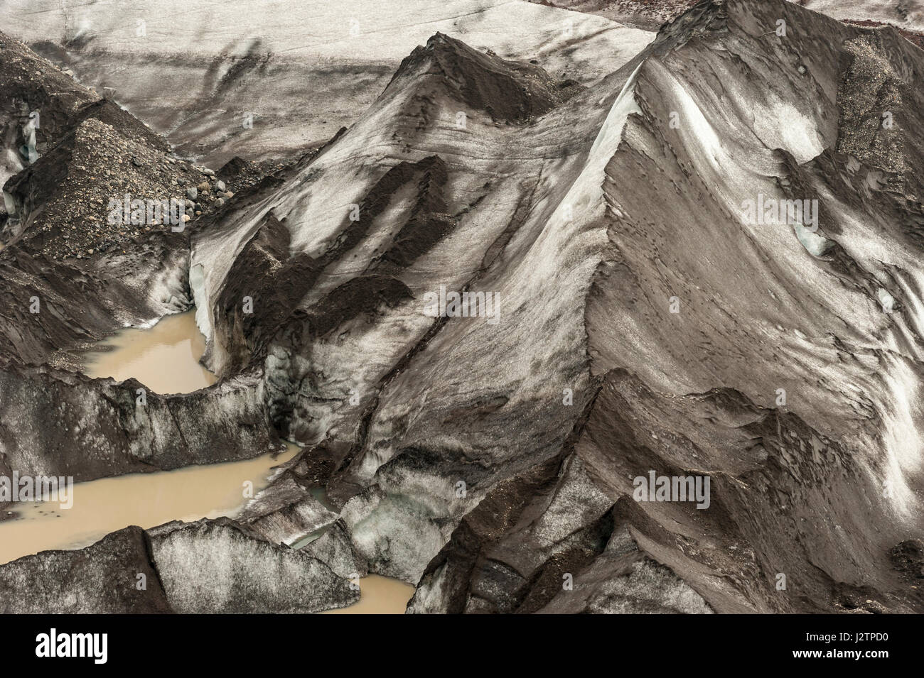 Urgence climatique, crise climatique, impact du changement climatique vue du glacier Svínafellsjökull, langue glaciaire, sortie glacier Vatnajokull, Islande Banque D'Images