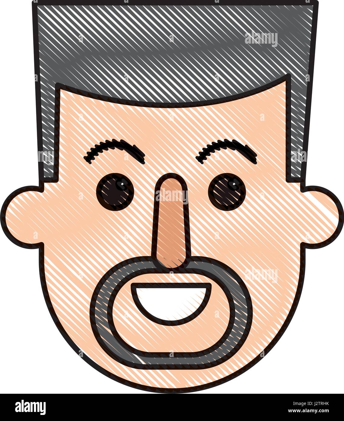 Dessin visage Homme avec moustache et barbe cartoon Image Vectorielle ...