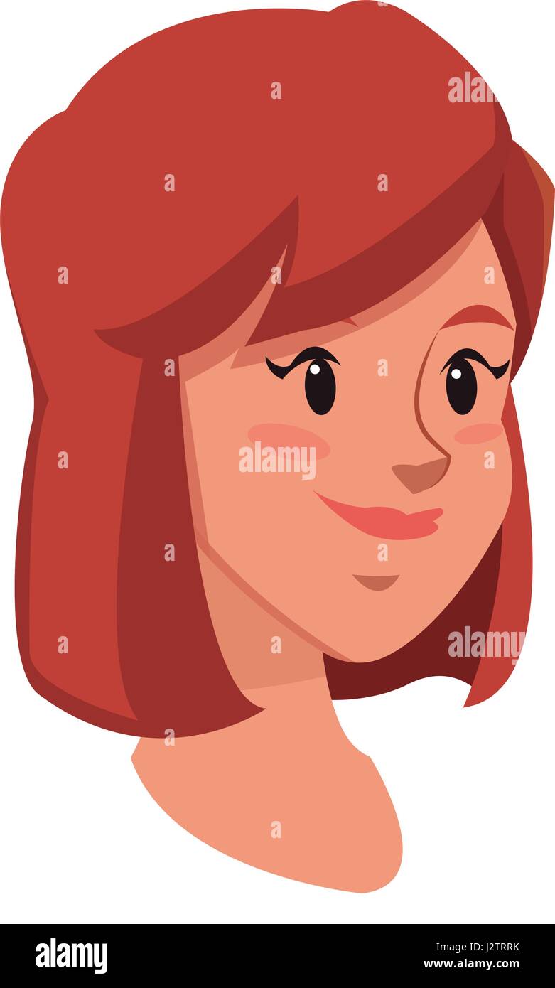 Fille de la tête de cheveux rouge icône caractère sourire Image Vectorielle  Stock - Alamy