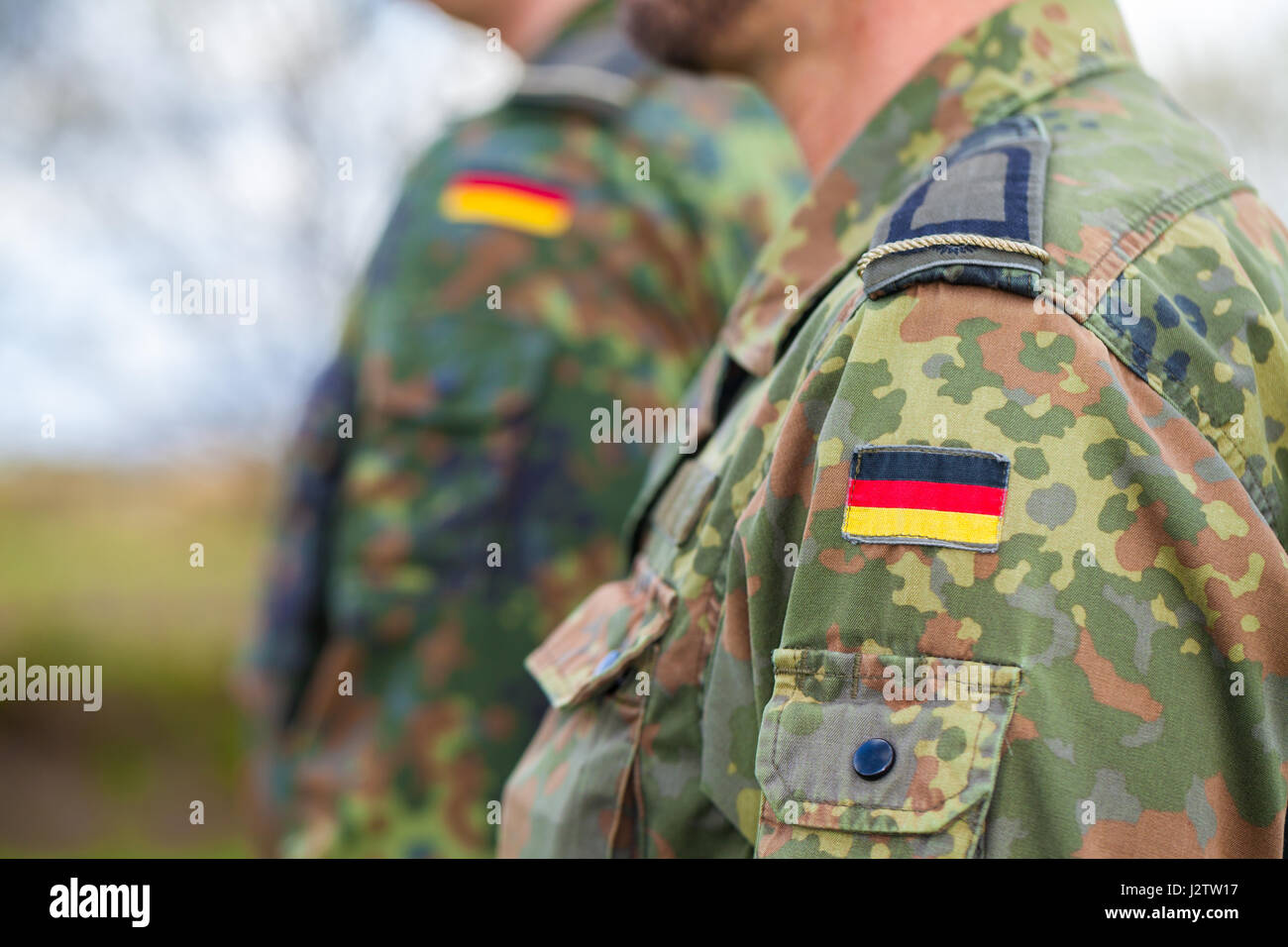 Drapeau allemand sur l'uniforme de l'armée allemande Banque D'Images