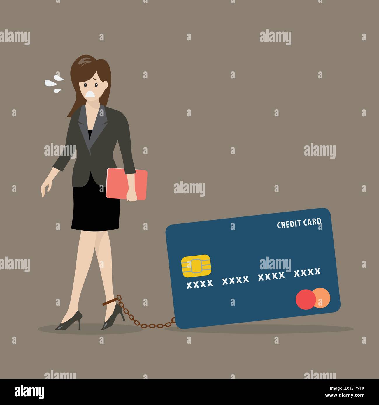 Business Woman avec charge de carte de crédit. Concept d'affaires Illustration de Vecteur