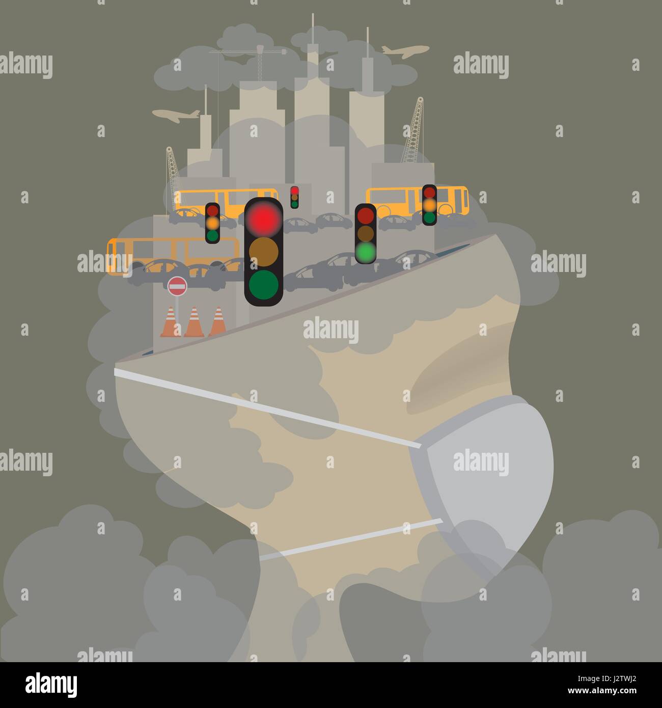 Résumé chef de la pollution dans la ville. Concept de la pollution. Vector Illustration de Vecteur