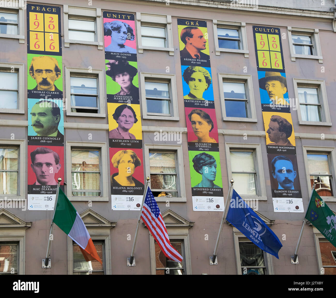 Visages de fameux héros nationaux à partir de 1916, l'insurrection de Dublin, Irlande, République d'Irlande Banque D'Images