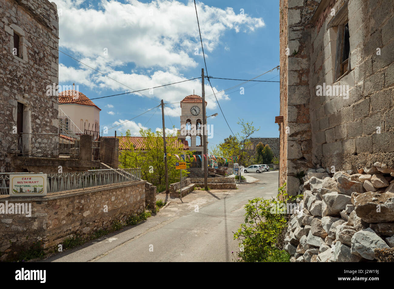 Après-midi de printemps dans la région de Lagia village, Laconie, Grèce. Banque D'Images