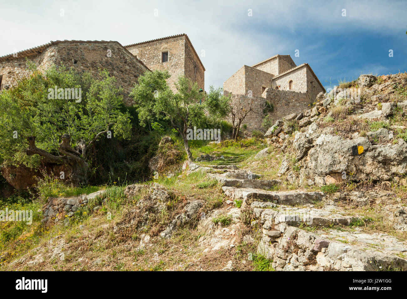 Après-midi de printemps dans la vieille ville de Kardamyli, messenia, Grèce. Banque D'Images