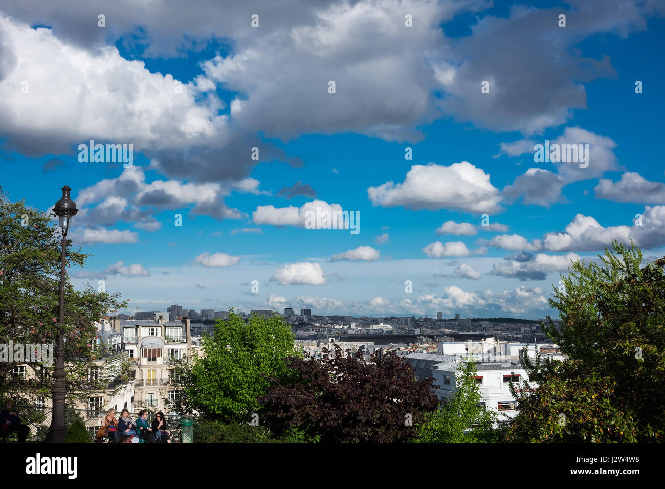 Vue sur Paris de Montmartre Banque D'Images