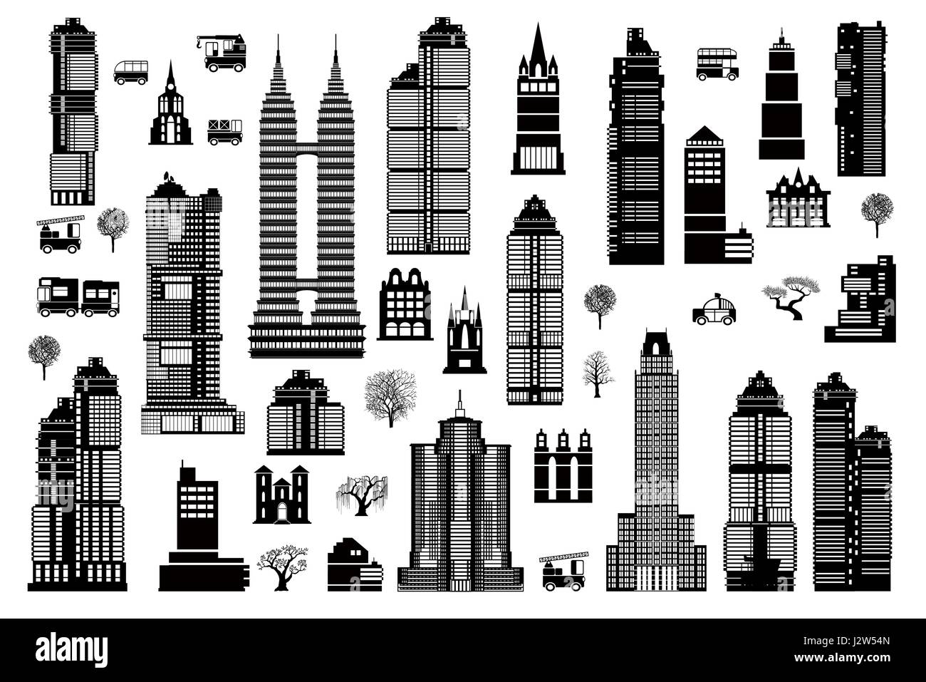 Ensemble de bâtiments urbains Illustration de Vecteur