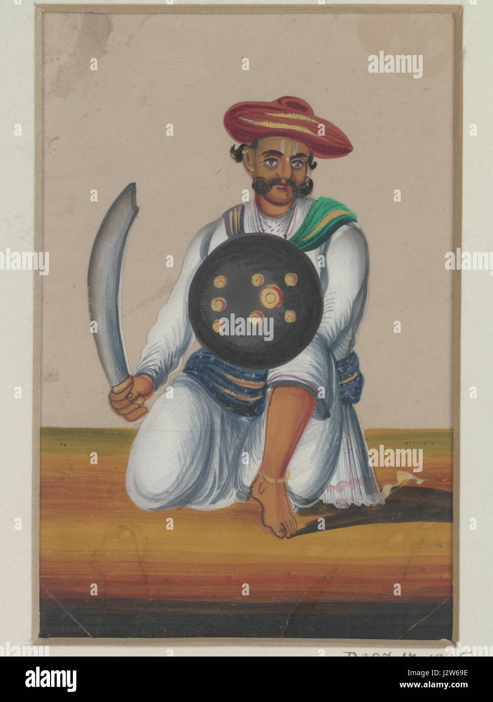 L'image ou la référence décrit un guerrier équipé d'une épée et d'un boucleur, un petit bouclier rond. Cette combinaison d'armes était courante dans les combats européens historiques pendant les périodes médiévales et Renaissance. Banque D'Images