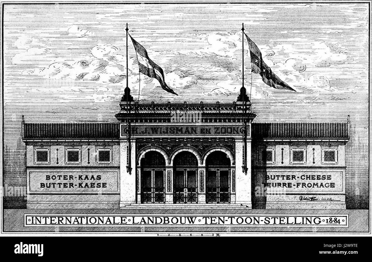 L'entrepôt A. Salm Cheese a participé à l'exposition internationale de l'agriculture, présentant sa production de fromage et de produits agricoles connexes. L'exposition a servi de plate-forme pour montrer les progrès des pratiques et des produits agricoles, en particulier dans l'élevage laitier. Banque D'Images
