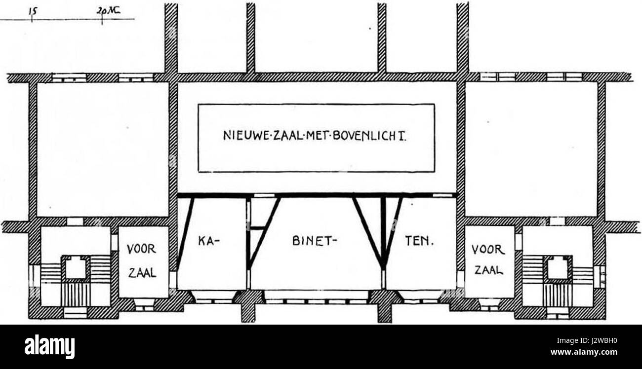 Une proposition de modification du plan du Rijksmuseum par A.W. Weissman, axée sur les ajustements architecturaux pour l’agrandissement futur du musée. Le plan vise à améliorer la fonctionnalité tout en préservant l'essence historique de la conception du musée. Banque D'Images