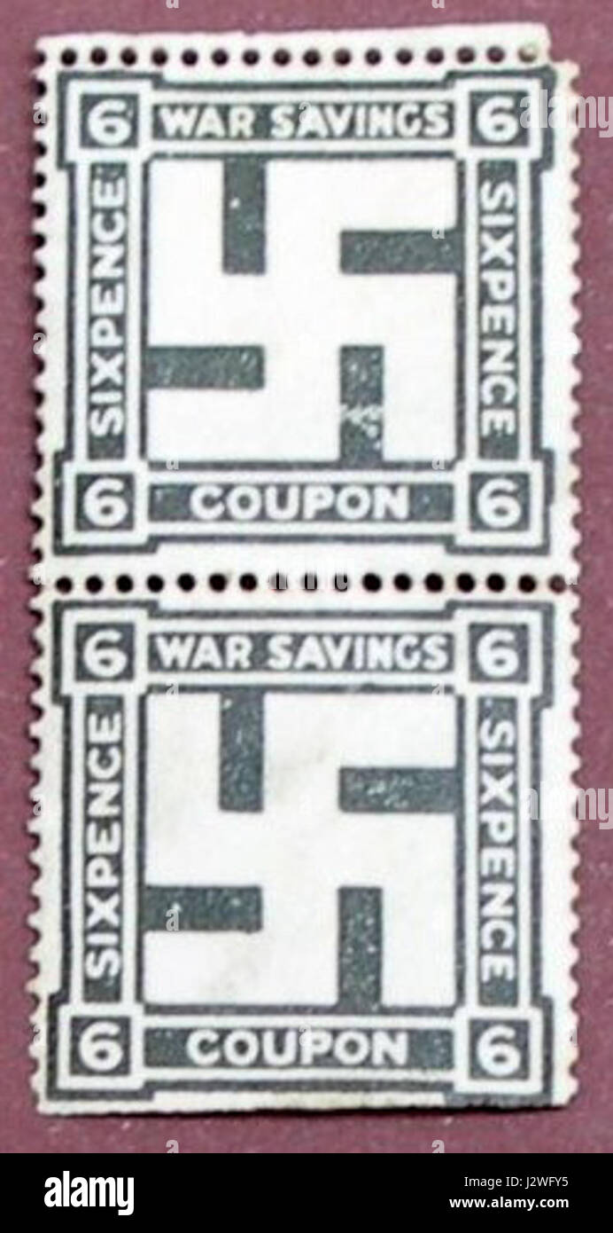 1916 croix gammée blanc coupon d'épargne de guerre 6d Banque D'Images
