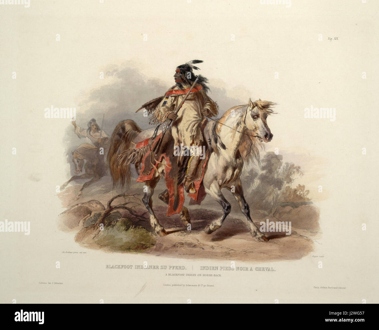 Un Indien pied-noir à cheval 0019v Banque D'Images