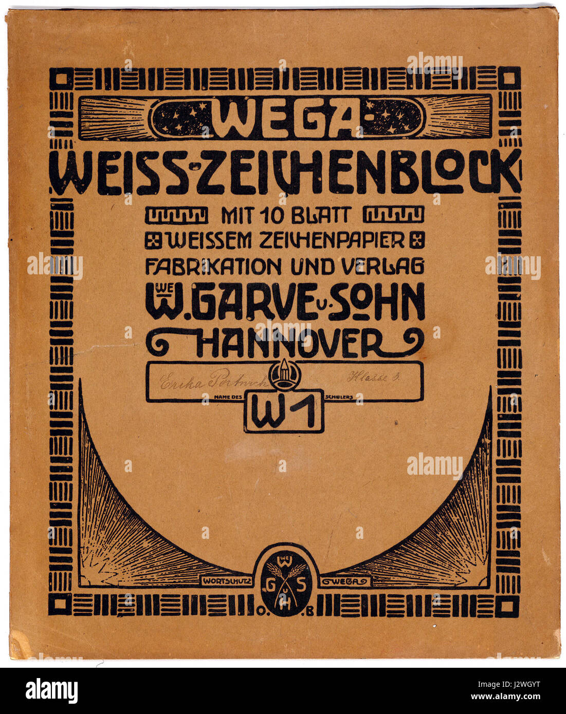 Circa 1900 Garve Witwe u. Sohn, Hannover, Deckblatt Wega Pack-Zeichenblock P1 Banque D'Images Circa 1900 Garve Witwe u. Sohn, Hannover, Deckblatt Wega Pack-Zeichenblock P1 Banque D'Images