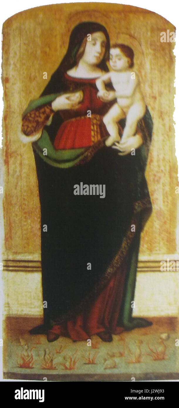 Cette œuvre italienne représente la Vierge et les âmes dans le purgatoire, illustrant une scène religieuse avec une signification symbolique liée à l'au-delà et à la croyance spirituelle. Banque D'Images