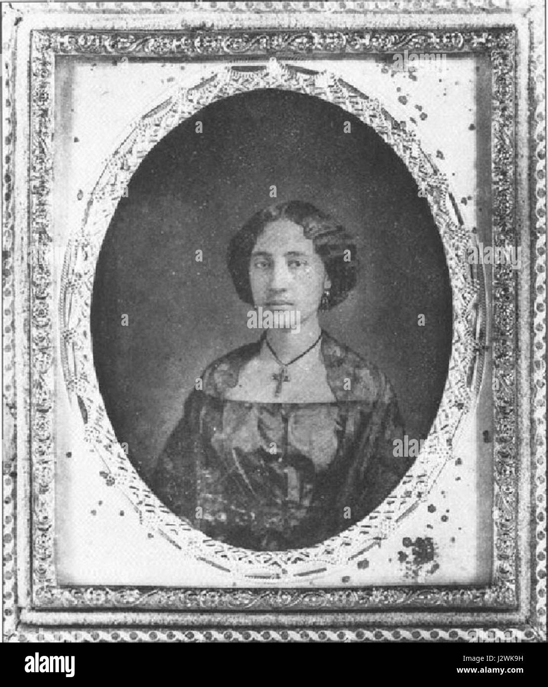 Bernice Pauahi avant le mariage (daguerréotypes encadrés) Banque D'Images