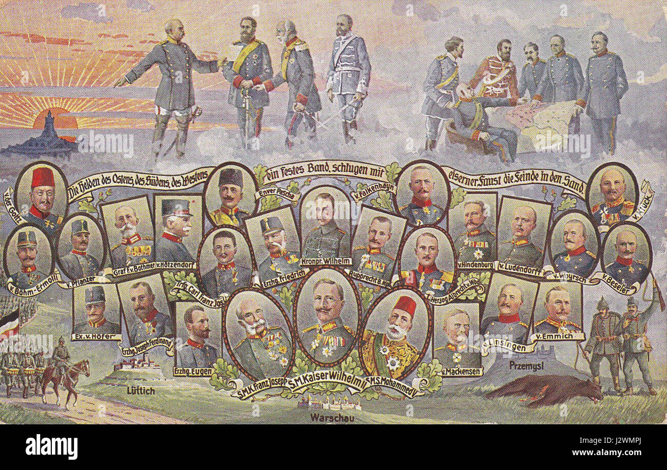 Les pouvoirs centraux et les commandants des monarques postcard Banque D'Images