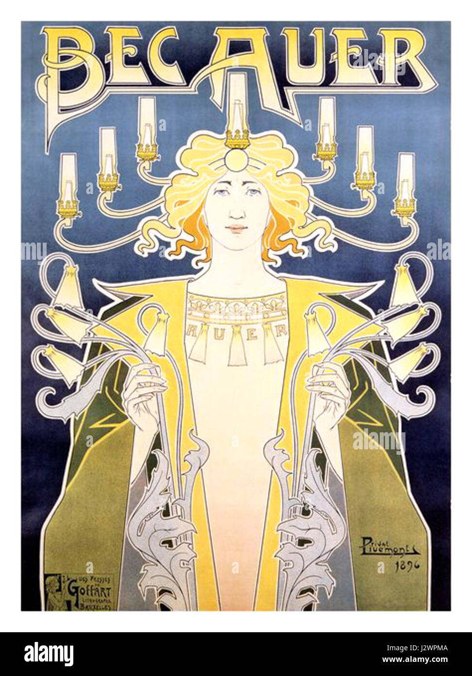 AP1555-bec-auer-privat livemont--vintage-poster des années 1890 Banque D'Images