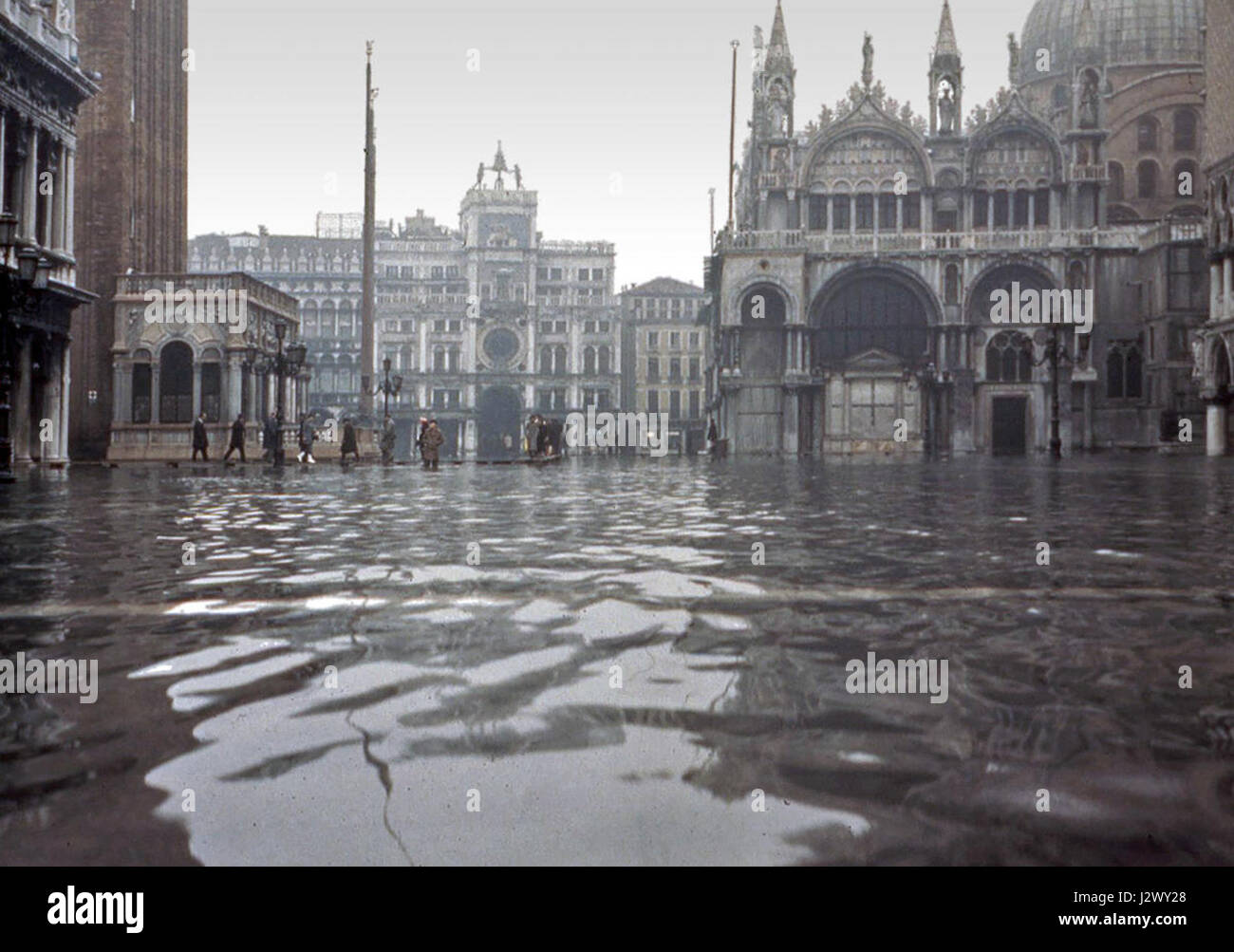 Piazzetta San Marco - alluvione di Venezia 1966 Banque D'Images