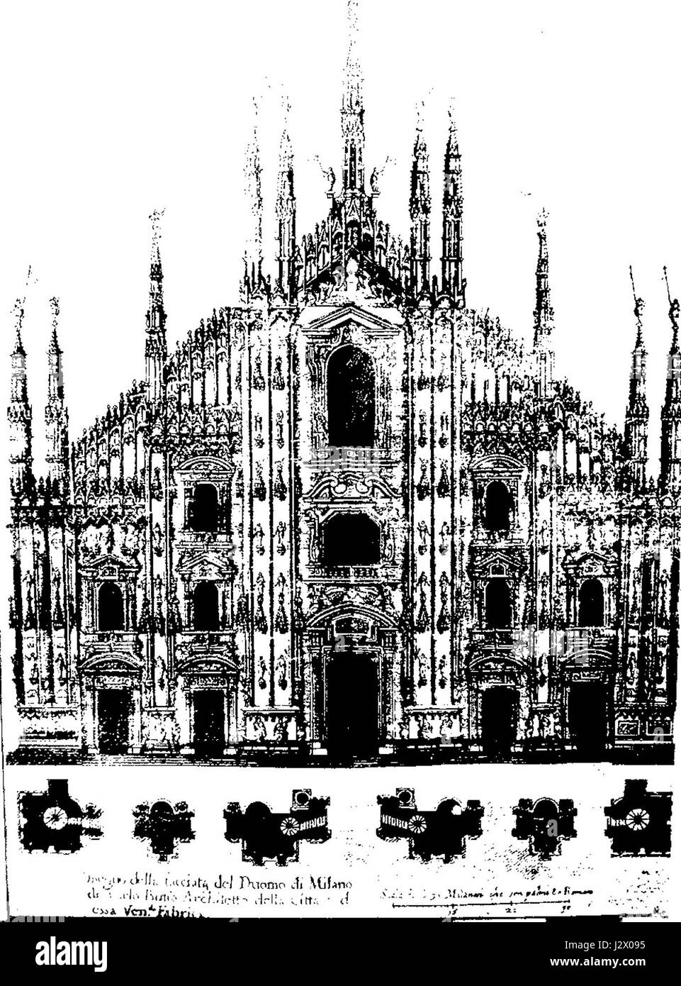 Carlo Buzzi - progetto per la facciata del Duomo di Milano Banque D'Images