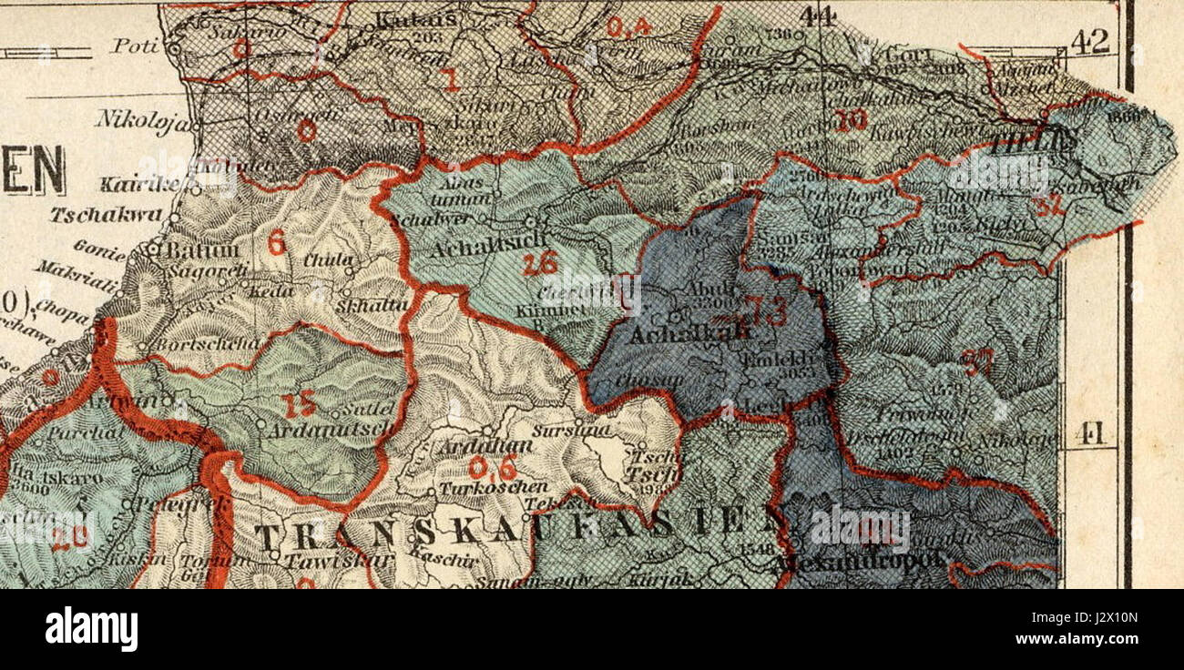 La carte de la population arménienne de 1896 fournit une vue détaillée de la répartition des Arméniens dans l'Empire ottoman. Cette carte met en évidence les zones avec une population arménienne importante, montrant leur présence historique dans diverses régions de l'empire, en particulier dans le Caucase et l'Anatolie. Banque D'Images