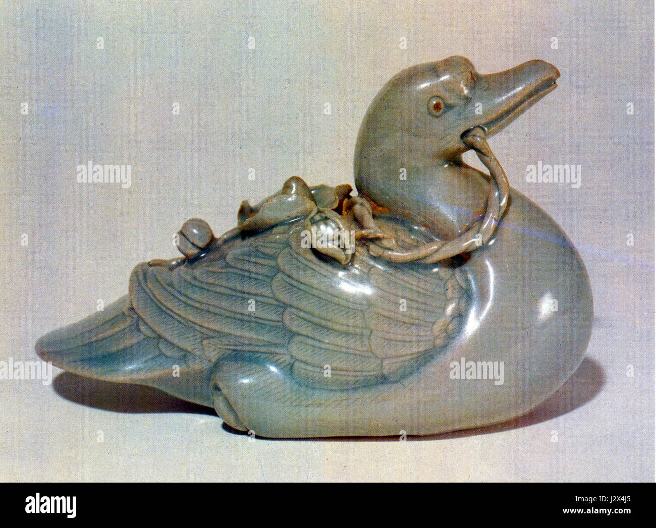 Compte-gouttes d'eau forme canard Celadon Banque D'Images