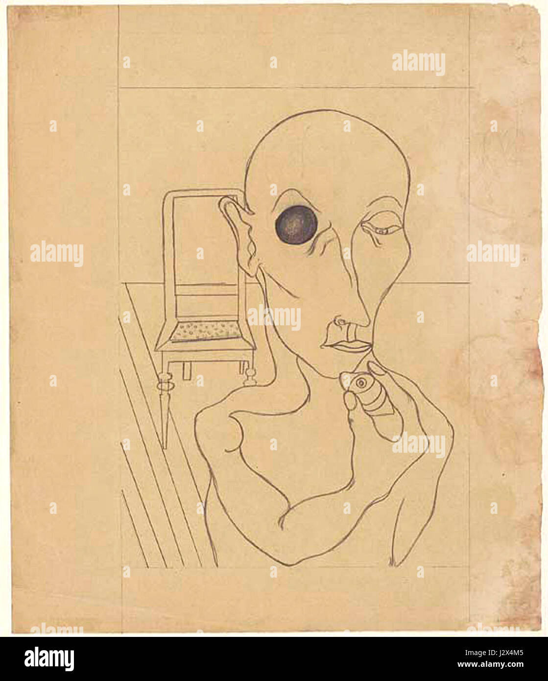 Mann mit Auge d'Angelika Hoerle est une œuvre remarquable, reflétant son approche unique de l'expressionnisme complet La pièce met probablement en lumière des thèmes de vision, de perception et d’identité, à travers la représentation d’un homme avec un œil, offrant une interprétation symbolique. Banque D'Images