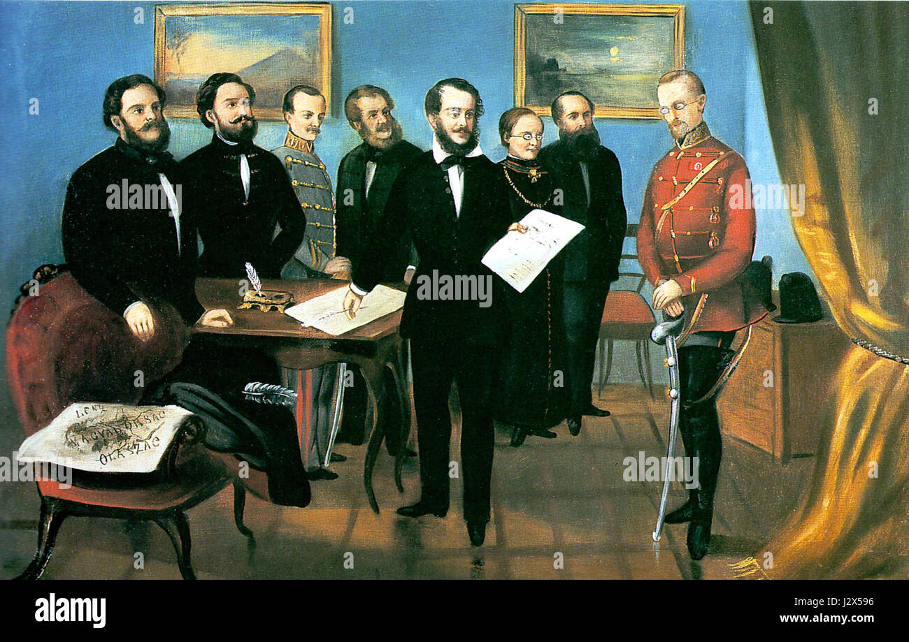 Les « minisztertanacs Aradi » font référence à un conseil historique des ministres en Hongrie, qui a joué un rôle essentiel dans la gouvernance du pays. Les actions de ce conseil ont été significatives au cours de l'histoire politique de la Hongrie. Banque D'Images