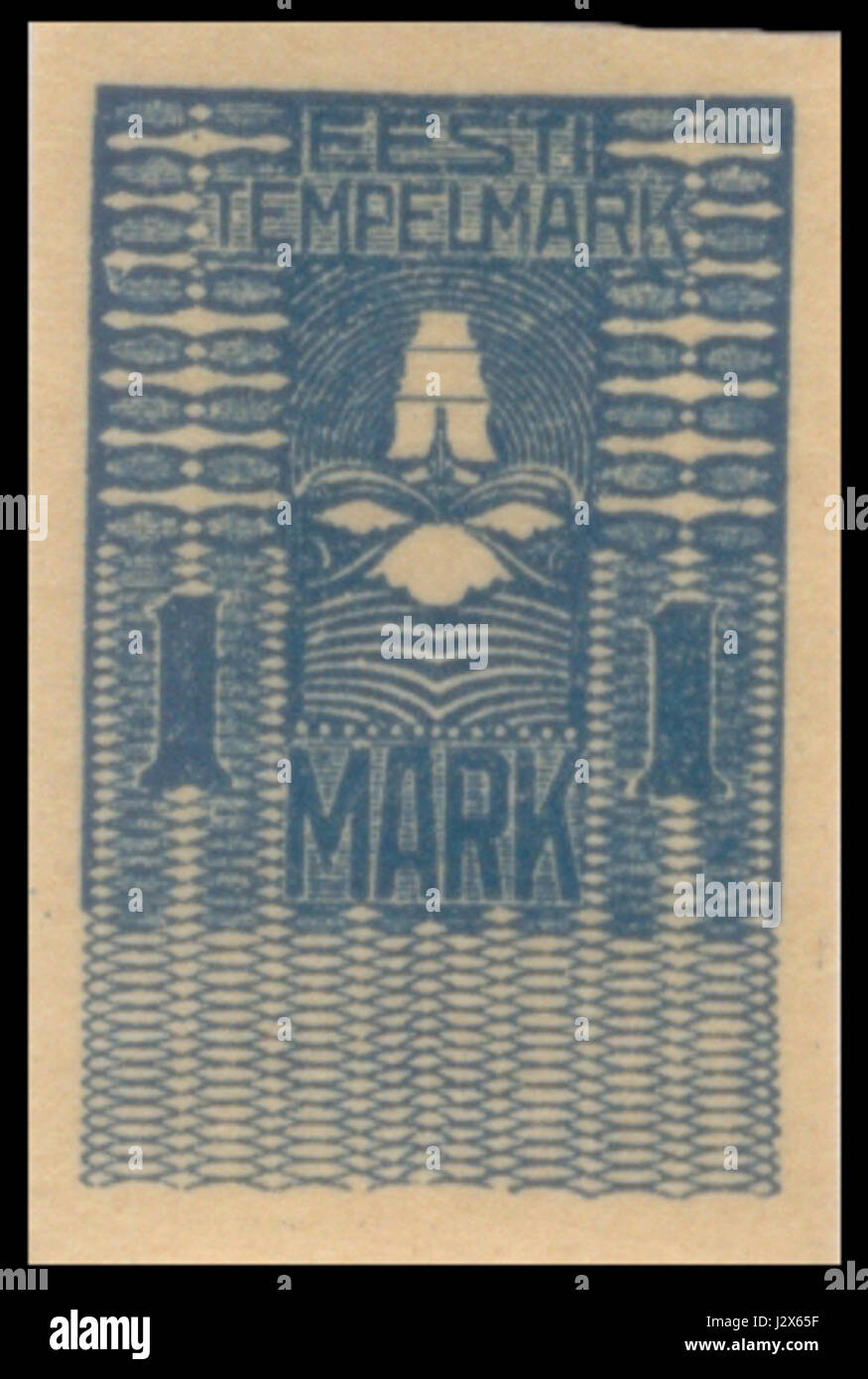 Il s'agit d'une étiquette adhésive de 1919 en provenance d'Estonie, probablement un timbre-poste ou une étiquette émise par le gouvernement de la période post-révolutionnaire dans le pays. Il signifie les premières années de l'indépendance estonienne après la première Guerre mondiale Banque D'Images