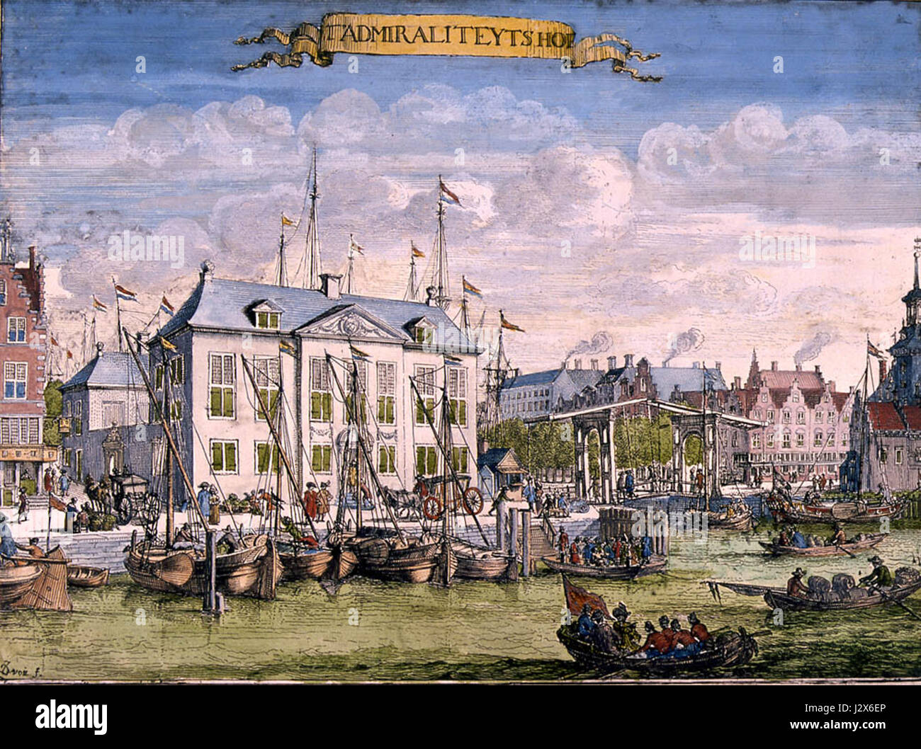L'Admiraliteitshof, construit en 1694, est un bâtiment historique situé aux pays-Bas. Il a servi de quartier général à la marine néerlandaise au XVIIe siècle et est un site important dans l'histoire navale et le patrimoine architectural de countryâ€ ™. Banque D'Images