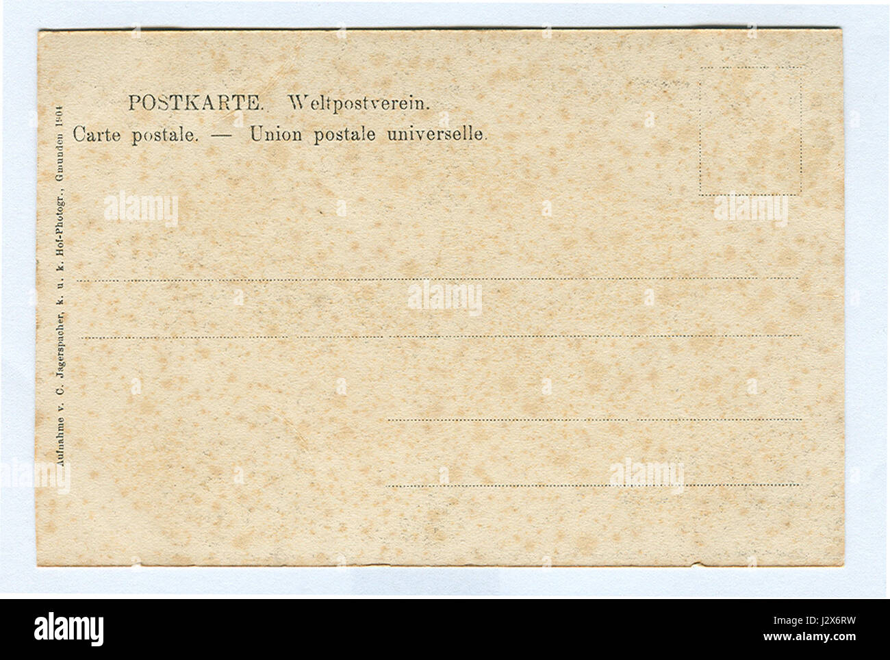 Carl Jagerspacher Gmunden 1904 PC Marie von Sachsen-Altenburg Prinzessin Marie côté arrière Banque D'Images