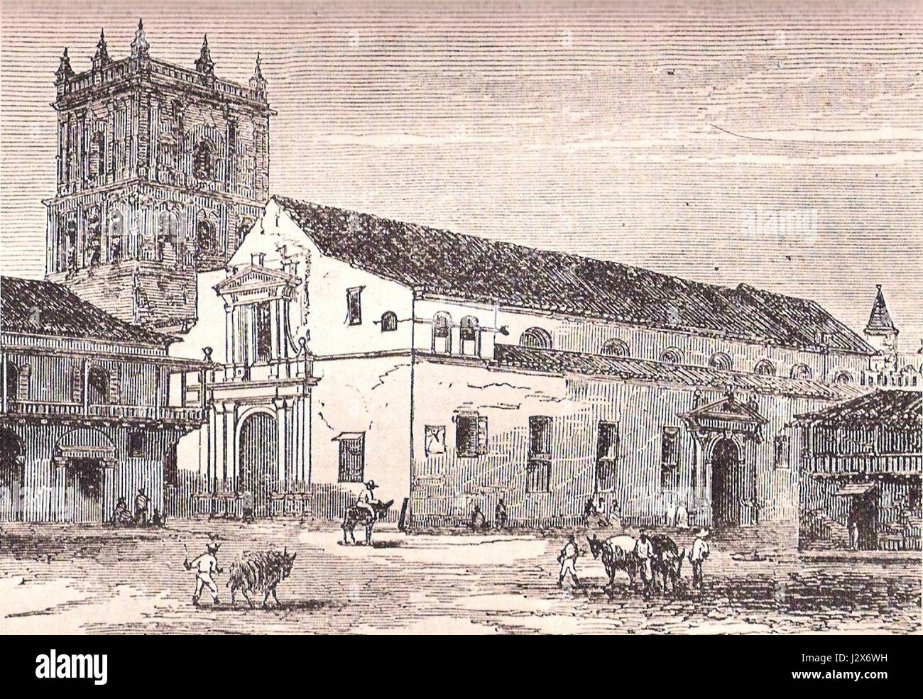 Catedral de Cartagena de Indias-Xilografia de 1871 Banque D'Images