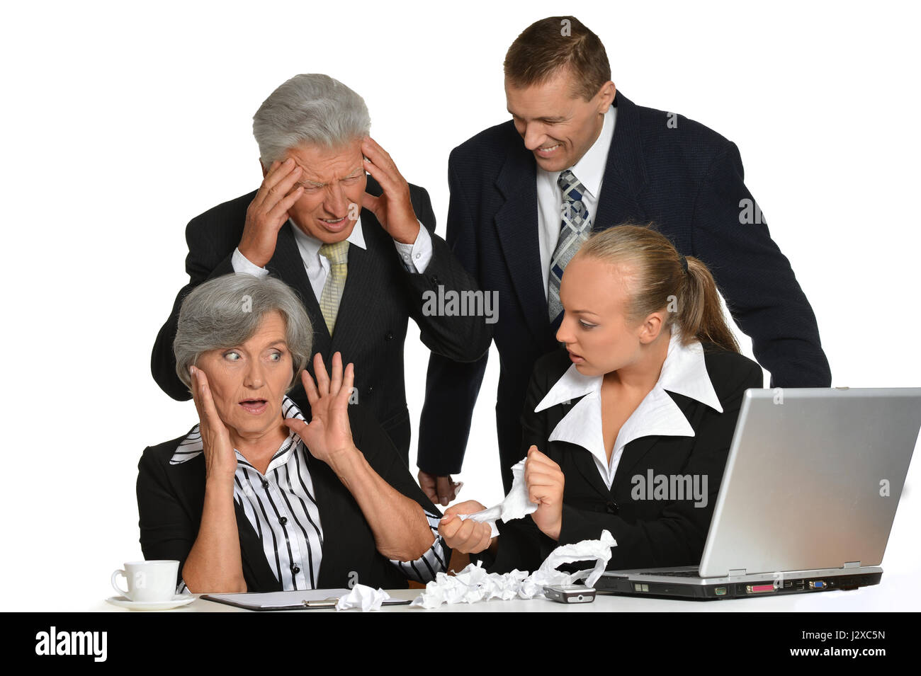 Groupe de businessman with laptop Banque D'Images