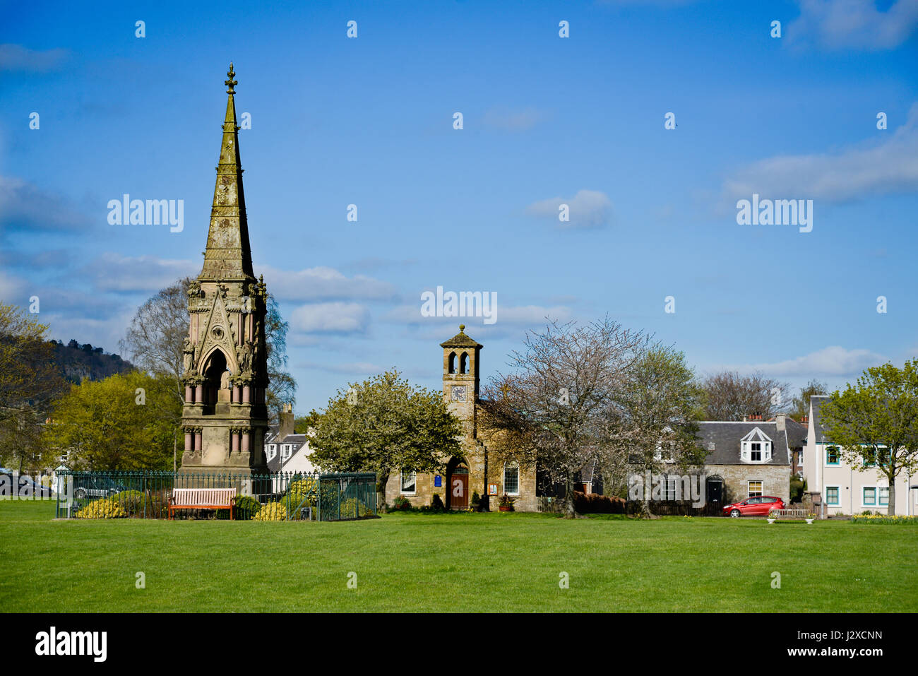 Le village green, Denholm dans la région des Scottish Borders Banque D'Images