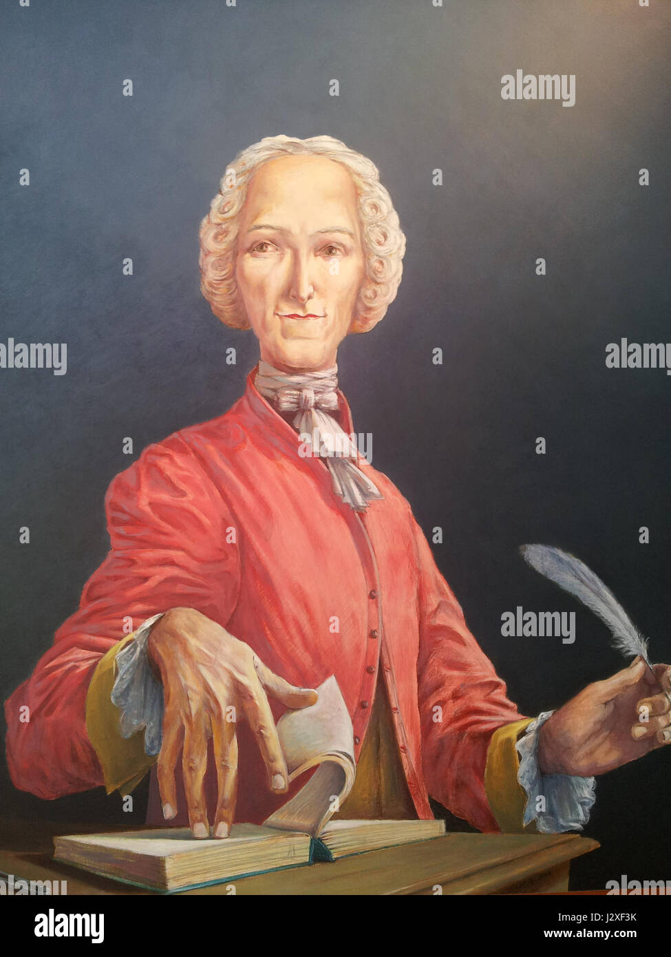 Il s’agit d’un portrait interprétatif de Tommaso Crudeli, réalisé en 2004, de Clet Abraham, artiste français connu pour son art de rue et ses installations publiques uniques. L'œuvre est un mélange d'expression artistique contemporaine et de culture de rue. Banque D'Images